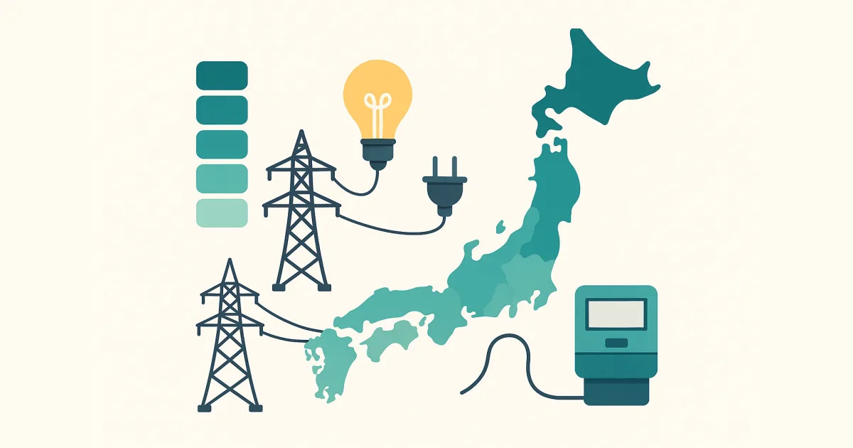 大手電力会社10社の電気代の地域差を全国で比較するイメージ
