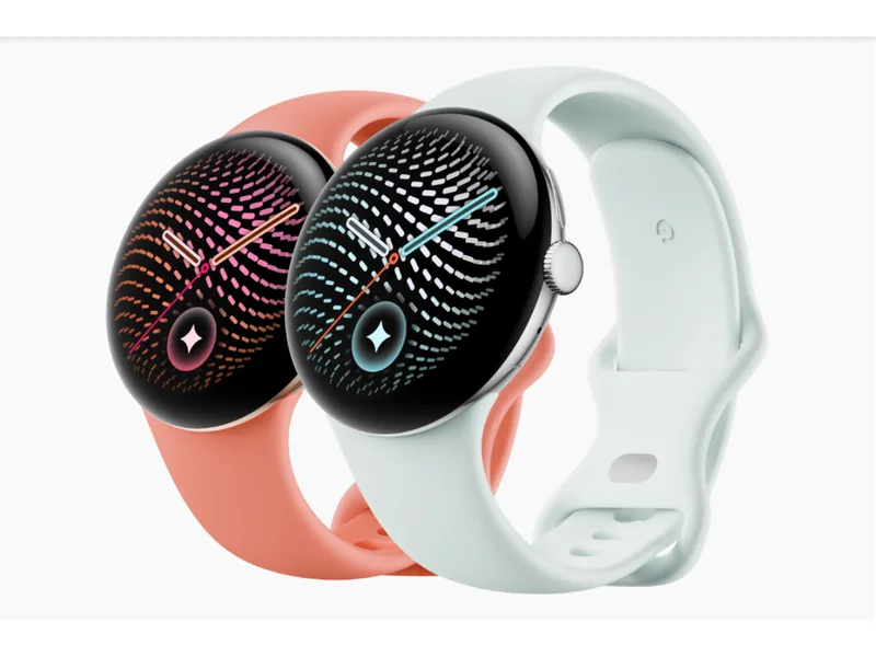 Google Pixel Watch 5の本体デザイン。ドーム型のActua 360ディスプレイと丸型ケース、アクティブ バンド（第2世代）