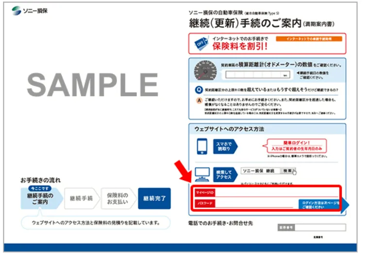 ソニー損保更新案内はがき