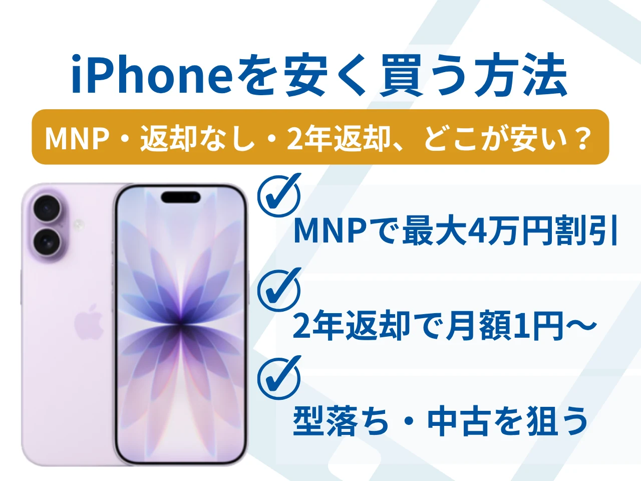 iPhoneはどこで買うのが一番安い？本体のみ・一括・2年返却の実質負担額を徹底比較