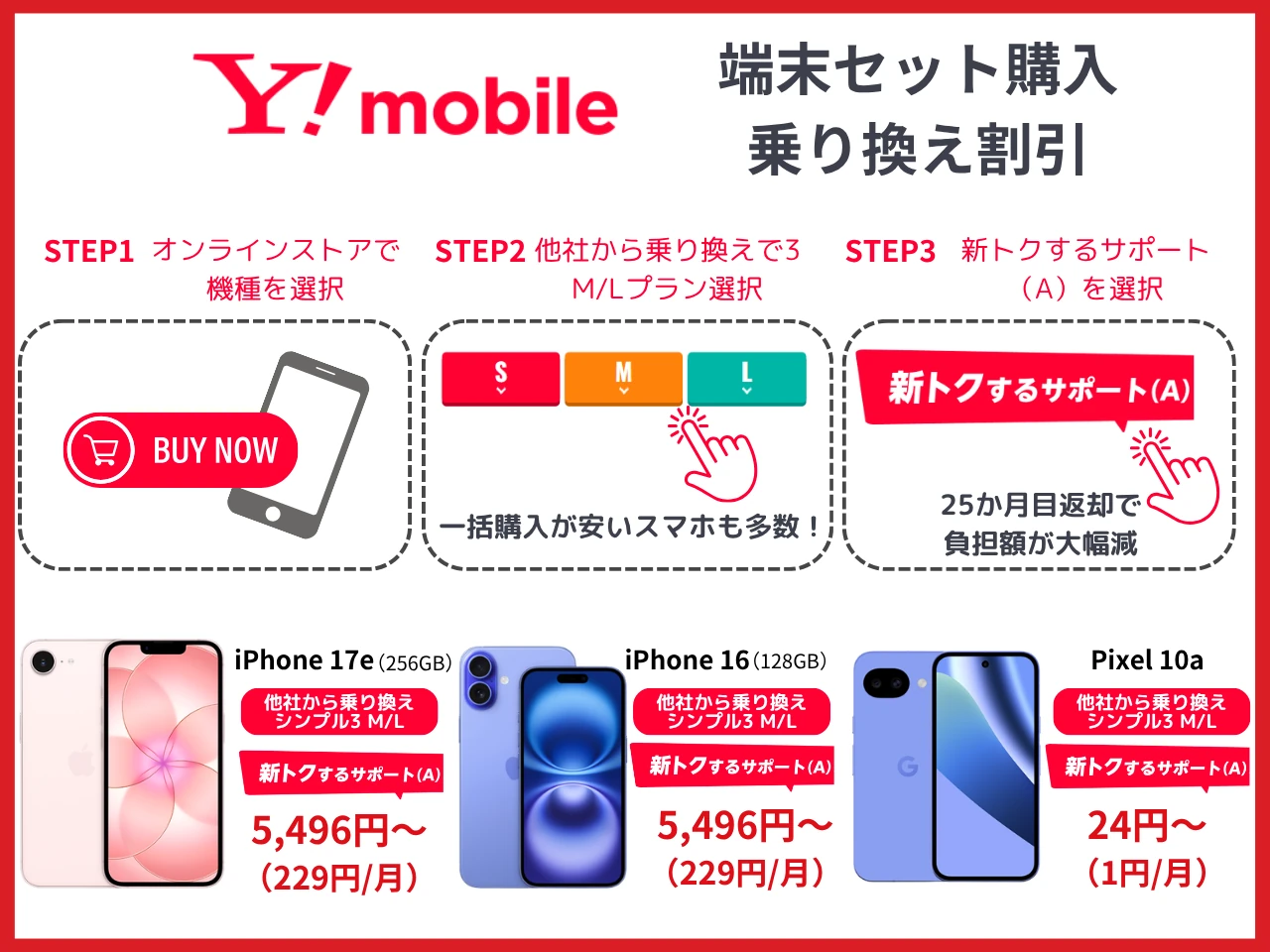 ワイモバ端末セット購入乗り換えキャンペーン