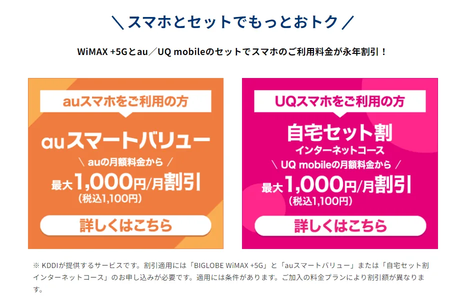 Biglobe WiMAXスマホ割りの案内