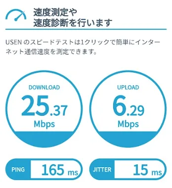 モンスターモバイル速度測定結果
