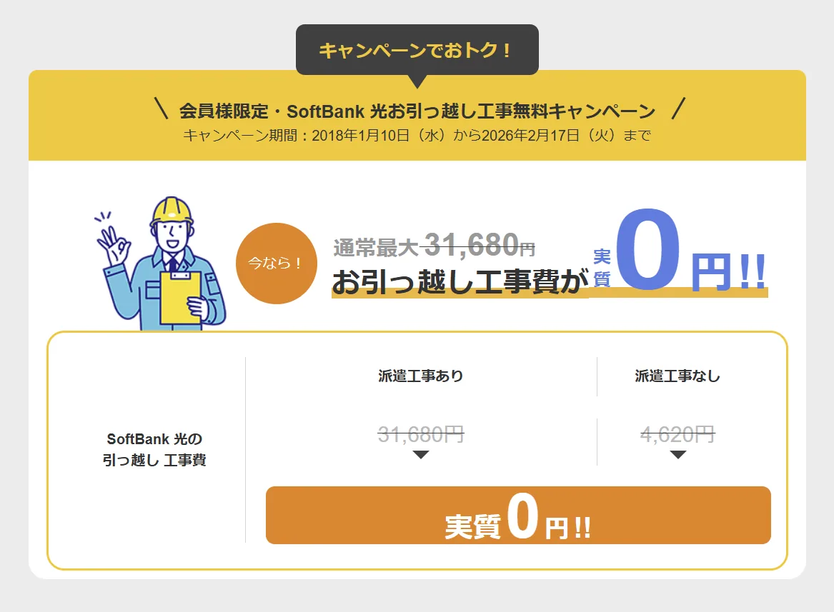 ソフトバンク光の引っ越しキャンペーン