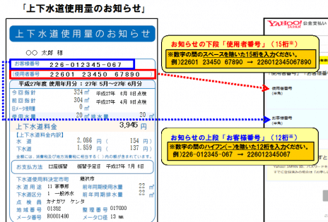 神奈川県営水道の「お客様番号」と「使用者番号」