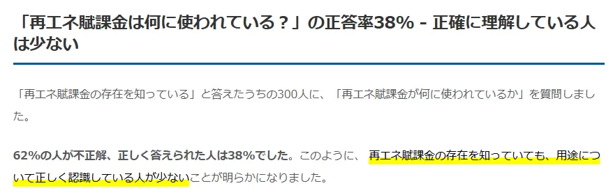 再エネ賦課金の使用用途に関するアンケート結果