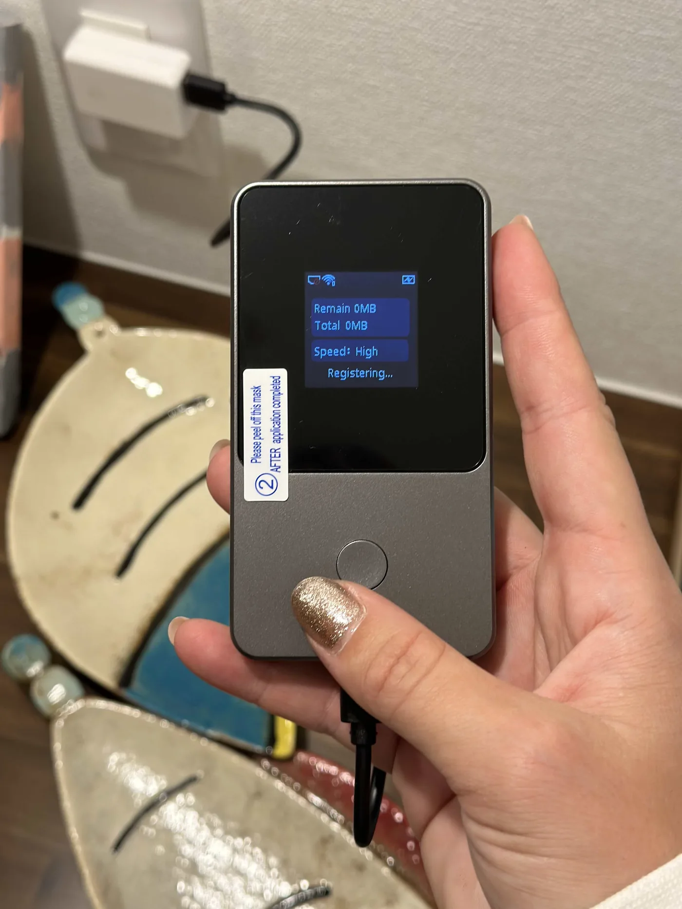 それがだいじWiFiの端末を充電中の写真