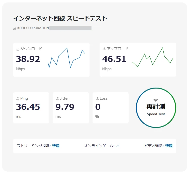 夜20時のスピードテスト
