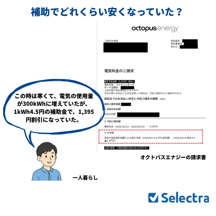 補助金で電気代いくら安くなっていた？