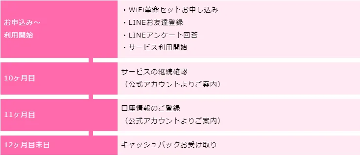 WiFi革命セット公式サイトキャッシュバック受取方法