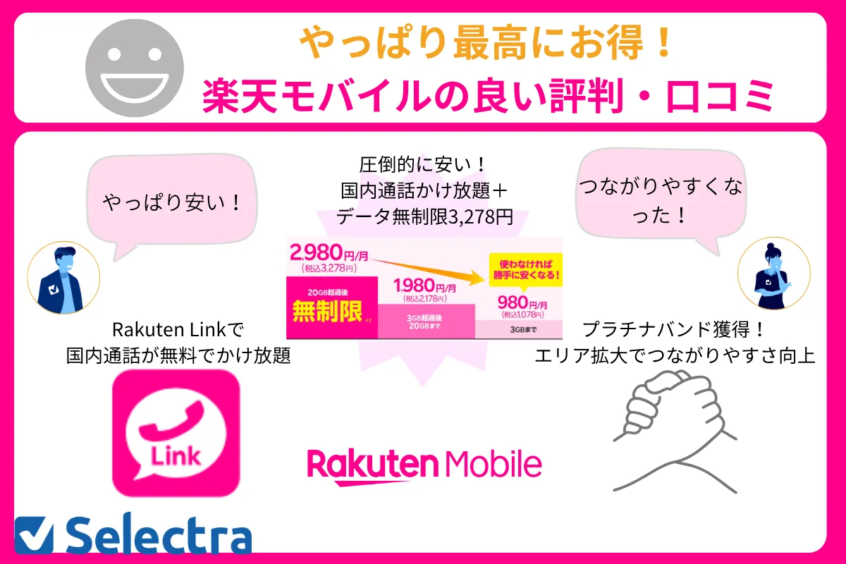 楽天モバイルの良い評判