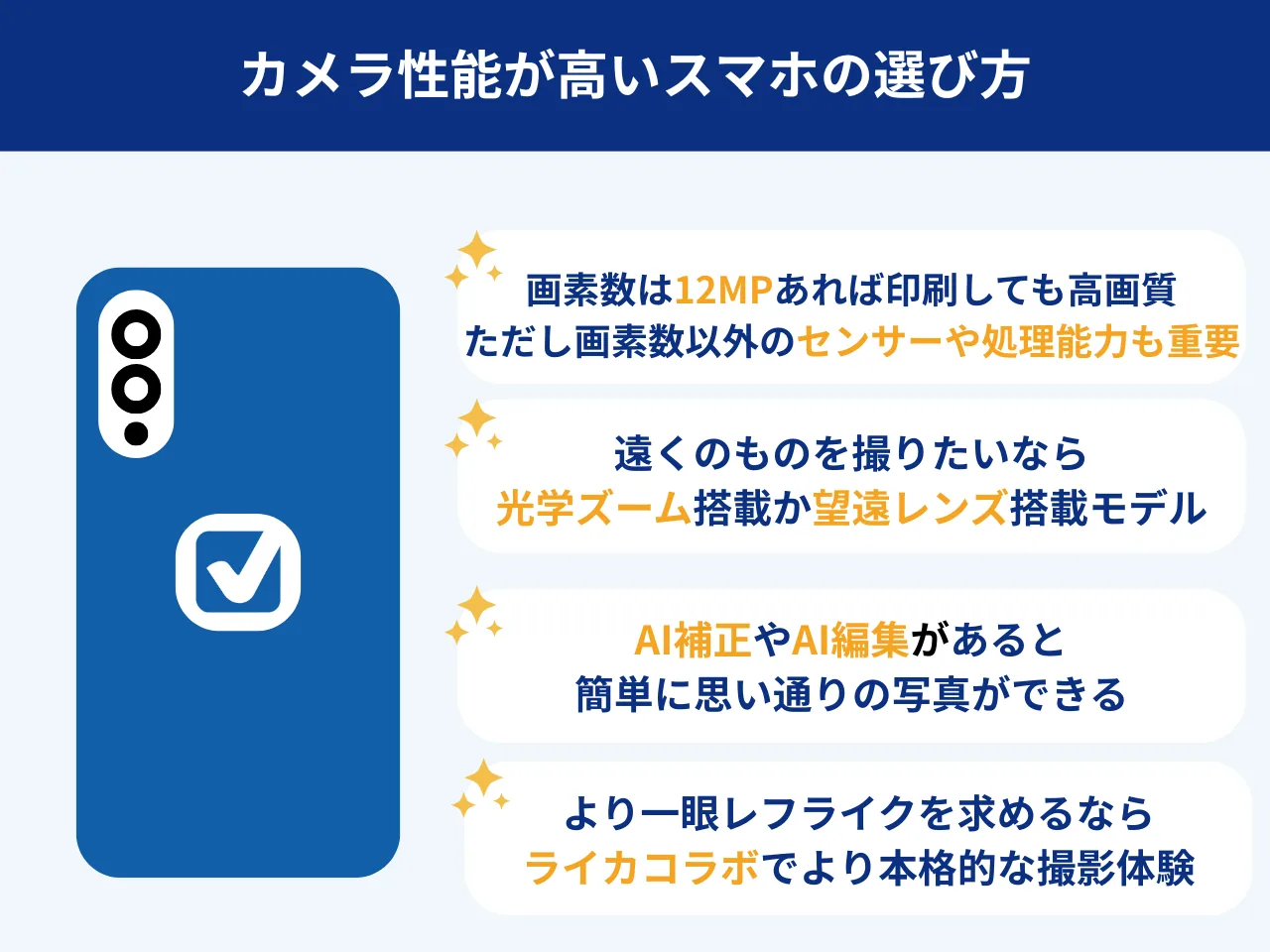 カメラ性能が高いスマホの選び方