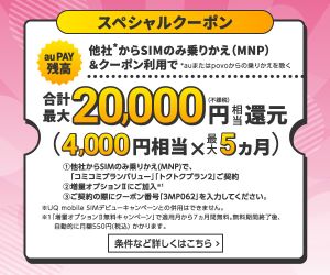 UQモバイル提携サイト限定キャンペーン